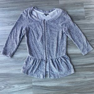 Peplum Cardigan Sweater with Zipper Detail - Business Casual, Work Top, Layering